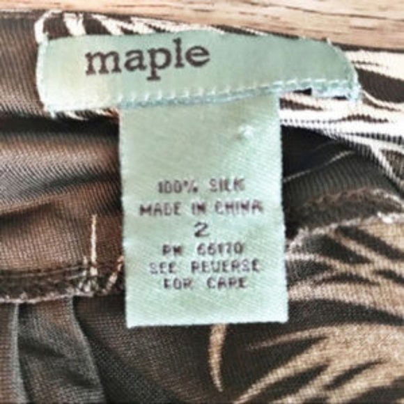 Maple Anthropologie Silk Feather Print Dress sz 2 - Picture 4 of 4